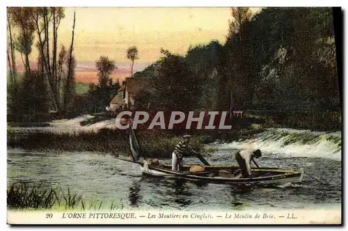 Cartes postales L&#39Orne pittoresque Les moutiers en Cinglais Le moulin de Brie Barque