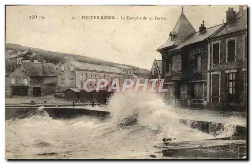 Cartes postales Port en bessin La tempete du 21 fevrier