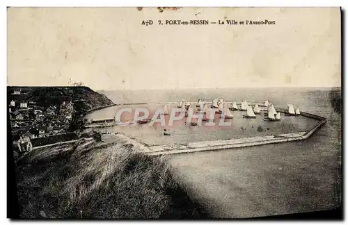 Cartes postales Port En Bessin La ville et l&#39avant port Bateaux