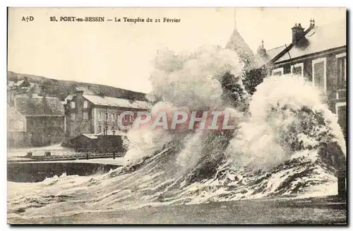 Cartes postales Port En Bessin La tempete du 21 fevrier