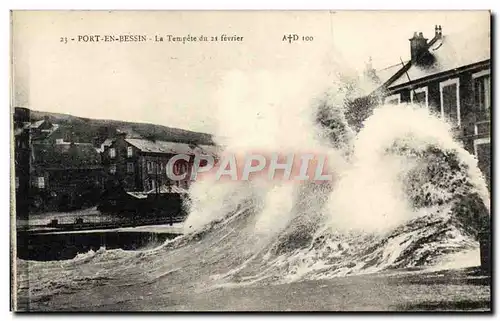 Cartes postales Port En Bessin La tempete du 21 fevrier