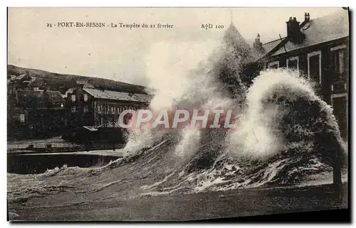 Cartes postales Port En Bessin La tempete du 21 fevrier