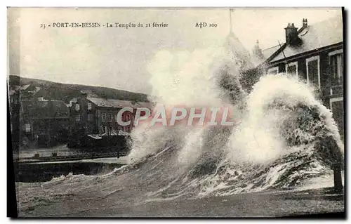 Cartes postales Port En Bessin La tempete du 21 fevrier