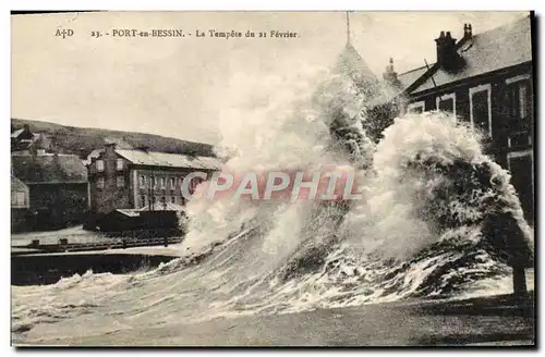 Cartes postales Port En Bessin La tempete du 21 fevrier