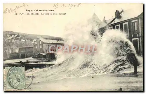 Cartes postales Bayeux et se environs Port En Bessin La tempete du 21 fevrier