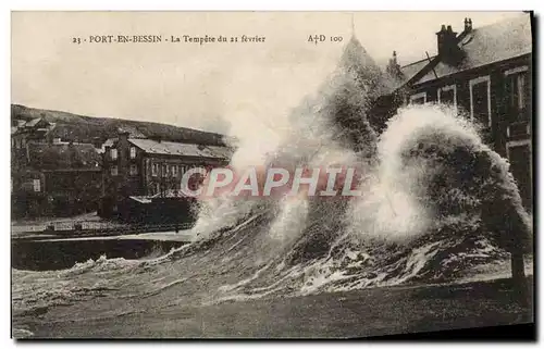 Cartes postales Port En Bessin La tempete du 21 fevrier