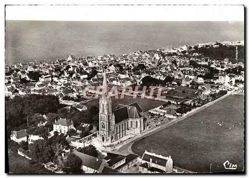 Moderne Karte St Aubin sur Mer Vue Generale Aerienne L&#39Eglise et la mer