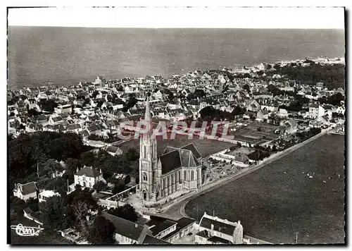 Moderne Karte St Aubin sur Mer Vue Generale Aerienne L&#39Eglise et la mer