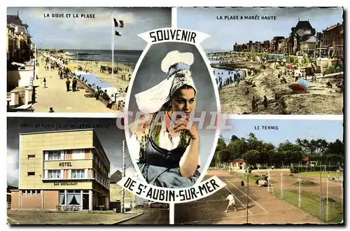 Cartes postales moderne St Aubin sur Mer Plage Tennis Hotel Bar Restaurant Coiffe Folklore