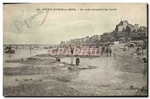 Cartes postales Saint Aubin sur Mer La mer envahit les forts