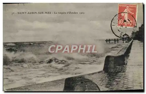 Ansichtskarte AK Saint Aubin Sur Mer La Tempete d&#39octobre 1909