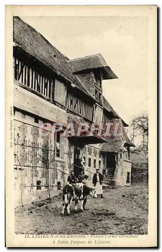 Cartes postales Lisieux et ses Environs Vieille ferme normande a Saint Jacques de Lisieux Vache