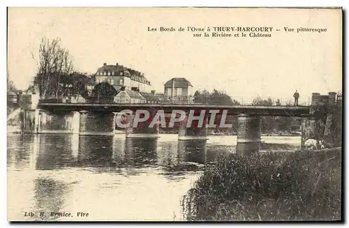 Cartes postales Thury Harcourt Vue pittoresque sur la riviere et le chateau