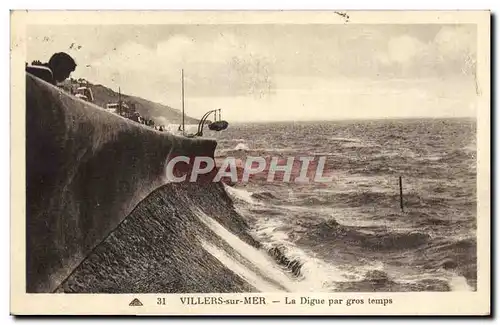 Ansichtskarte AK Villers sur Mer La digue par gros temps