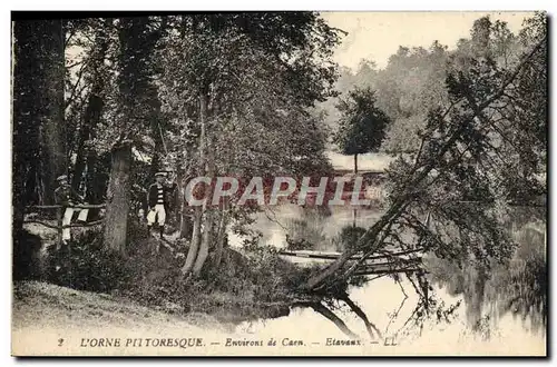 Cartes postales Environs de Caen Etavaux Barque (animee)