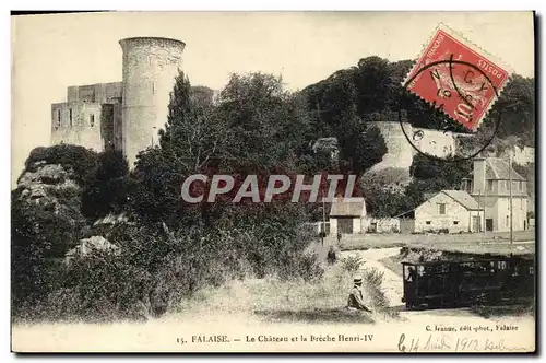 Cartes postales Falaise Le Chateau et la Breche Henri IV Train