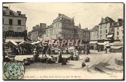 Cartes postales Falaise La Place Saint Gervais un Jour de Marche TOP