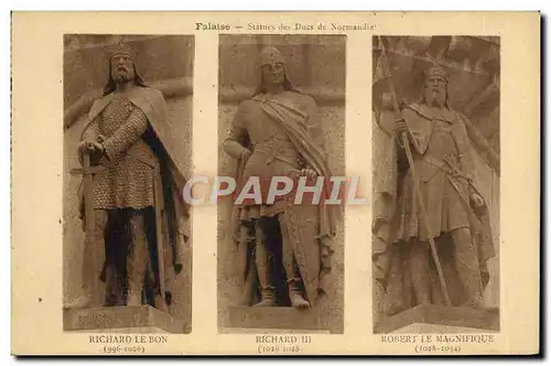 Cartes postales Falaise Statues des ducs de Normandie Richard Le Bon Richard III Robert le Magnifique