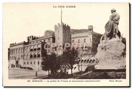 Cartes postales Monaco Le palais du prince et monument commemoratif