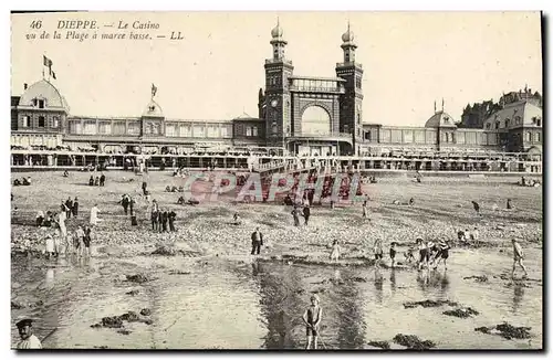 Cartes postales Dieppe Le Casino Vu de la Plage a maree basse