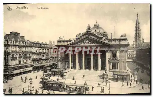 Cartes postales Bruxelles La Bourse Tramway Bieres Artois