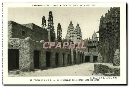 Cartes postales Exposition Coloniale Internationale Paris 1931 Palais de l&#39AOF Les portiques des commercants