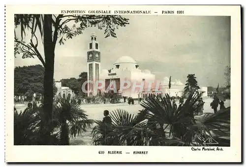 Cartes postales Exposition Coloniale Internationale Paris 1931 Algerie Minaret