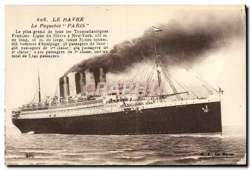 Ansichtskarte AK Le Havre Le Paquebot Paris Bateau