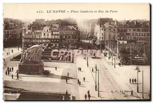 Cartes postales Le Havre Place Gambetta et Rue de Paris