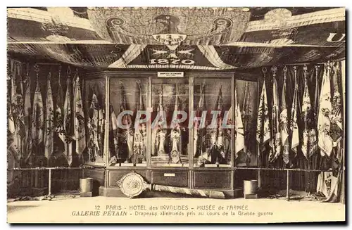 Cartes postales Paris Hotel des Invalides Musee de l&#39Armee Galerie Petain Drapeaux allemands Militaria