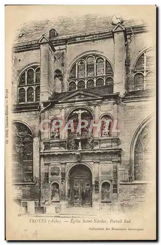 Cartes postales Troyes Eglise Saint Nicolas Portail Sud