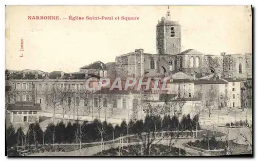Cartes postales Narbonne Eglise saint paul et square