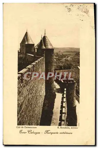 Ansichtskarte AK Cite de Carcassonne Tour Cahuzac Remparts exterieurs