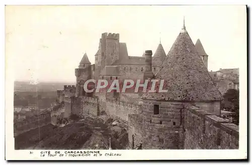 Ansichtskarte AK Cite de Carcassonne La Tour De l&#39Inquisition et le Chateau