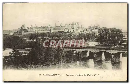 Ansichtskarte AK Carcassonne Les Deux Ponts et la cite