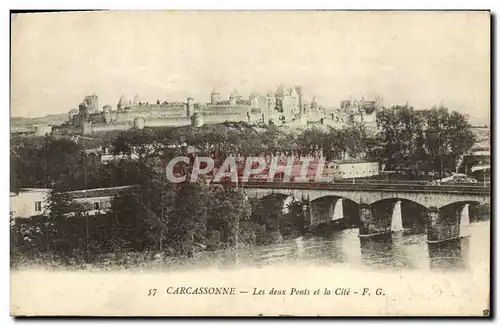 Cartes postales Carcassonne Les Deux Ponts et la cite