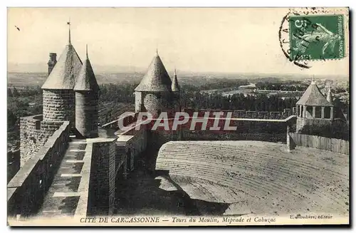 Cartes postales Cite De Carcassonne tours du moulin Miprade et Cabuzac