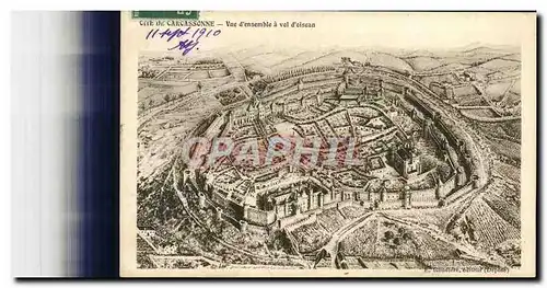 Cartes postales Cite De Carcassonne Vue generale a Vol d&#39oiseau