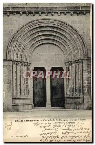 Cartes postales Cite de Carcassonne cathedrale st nazaire portail roman