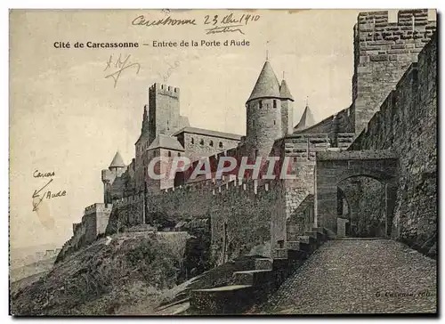 Cartes postales Cite de Carcassonne Entree de la porte d&#39aude