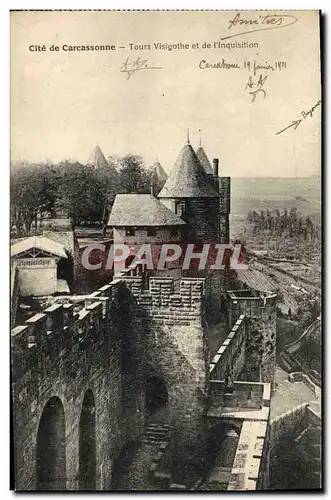 Cartes postales Cite de Carcassonne Tours Visigothe et de l&#39inquisition