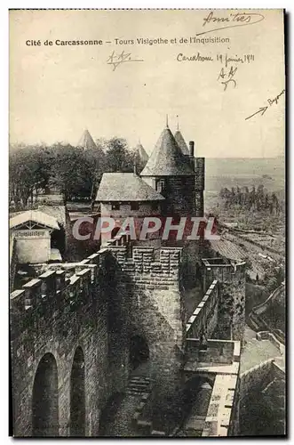 Cartes postales Cite de Carcassonne Tours Visigothe et de l'inquisition