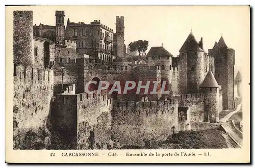 Cartes postales Carcassonne cite ensemble de la porte de l&#39aude