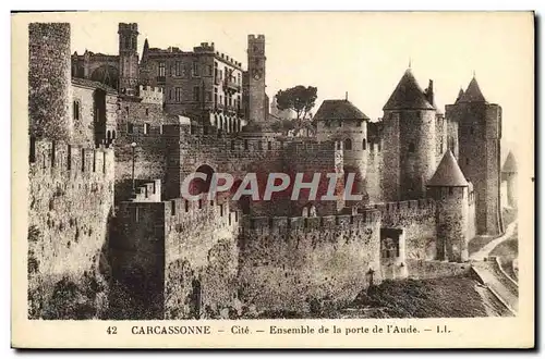 Cartes postales Carcassonne cite ensemble de la porte de l'aude
