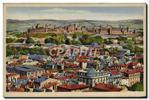 Cartes postales Carcassonne panorama de la ville et la cite