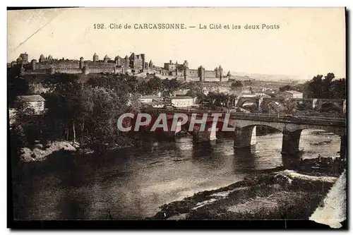 Ansichtskarte AK Cite De Carcassonne La Cite et les deux ponts