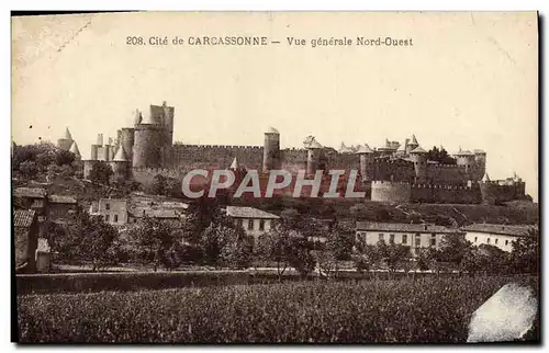 Cartes postales Cite De Carcassonne vue generale nord ouest