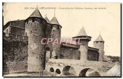 Ansichtskarte AK Cite De Carcassonne Ensemble du chateau comtal les hourds