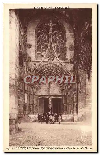 Cartes postales L&#39Aveyron Illustre Villefrance De Rouergue Le Porche de Notre Dame Enfants
