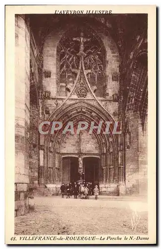 Cartes postales L'Aveyron Illustre Villefrance De Rouergue Le Porche de Notre Dame Enfants